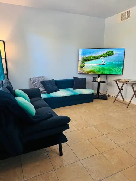 Sofa and TV in the living area